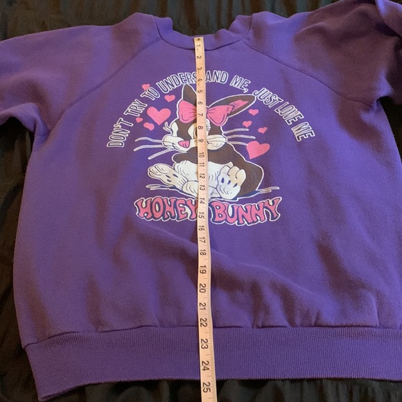 Vintage 80s 90s style rabbit bunny purple sweatshirt retro Honey Bunny - Picture 11 of 12